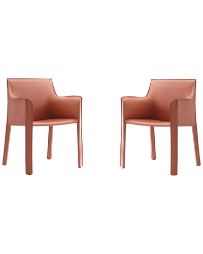 Manhattan Comfort Set Of 2 Vogue Dining Chairs In Orange