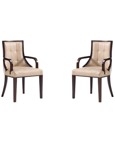 Manhattan Comfort Set Of 2 Fifth Avenue Dining Armchairs In Brown