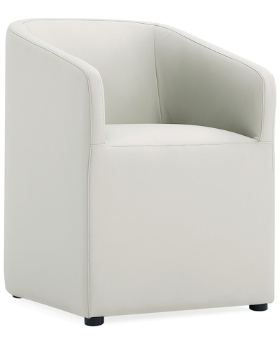 Manhattan Comfort Anna Round Faux Leather Dining Armchair In Light S In White