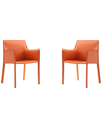 Manhattan Comfort Set Of 2 Paris Dining Armchairs In Orange