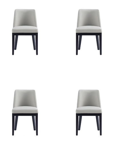 Manhattan Comfort Gansevoort Faux Leather Dining Chair In Light Grey