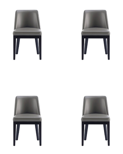Manhattan Comfort Gansevoort Faux Leather Dining Chair In Pebble Gre