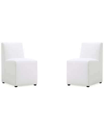 Manhattan Comfort Anna Square Faux Leather Dining Chair In Cream - S