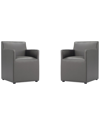 Manhattan Comfort Anna Square Faux Leather Dining Chair In Pewter -