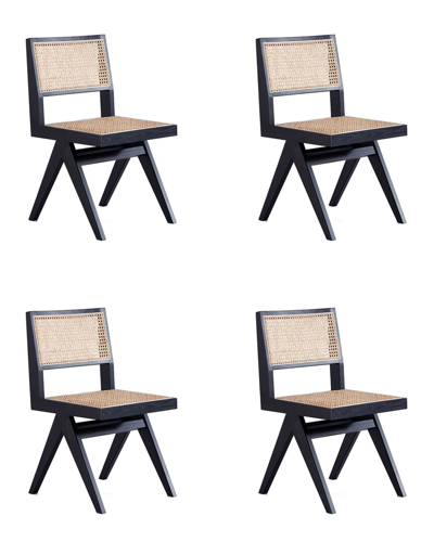 Manhattan Comfort Set Of 4 Hamlet Dining Chairs In Black