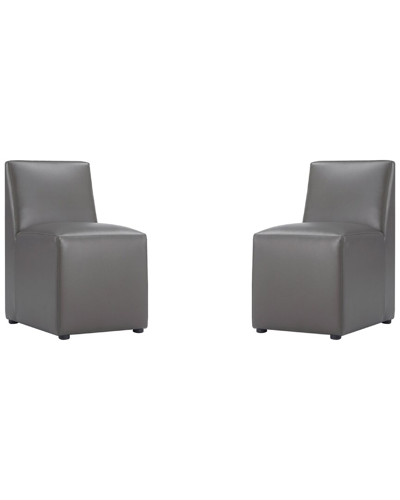 Manhattan Comfort Anna Square Faux Leather Dining Chair In Pewter -