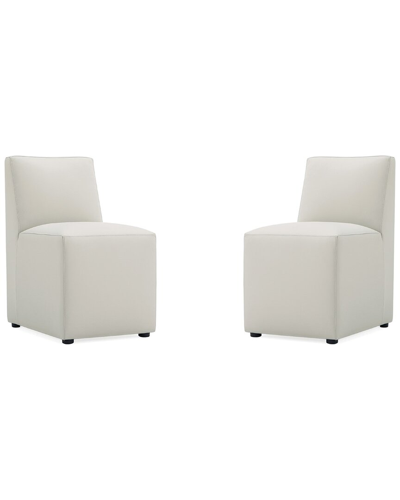 Manhattan Comfort Anna Square Faux Leather Dining Chair In Light Sto