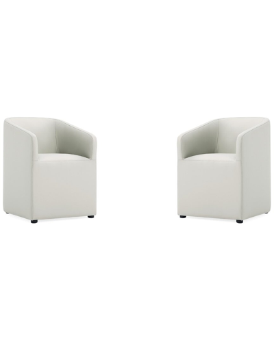 Manhattan Comfort Anna Round Faux Leather Dining Chair In Light Ston