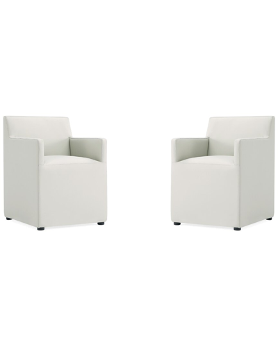 Manhattan Comfort Anna Square Faux Leather Dining Chair In Light Sto