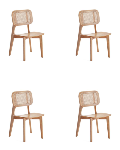 Manhattan Comfort Set Of 4 Versailles Dining Chairs In Neutral
