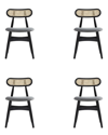 Manhattan Comfort Colbert Dining Chair In Black And Cane With Grey U