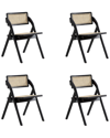 Manhattan Comfort Lambinet Folding Dining Chair In Black And Natural