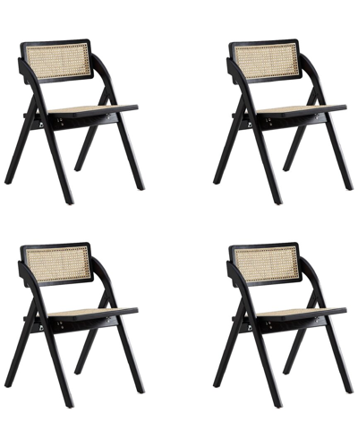 Manhattan Comfort Lambinet Folding Dining Chair In Black And Natural