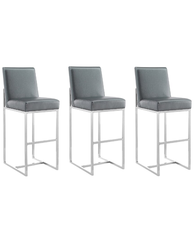 Manhattan Comfort Set Of 3 Element Bar Stools In Gray