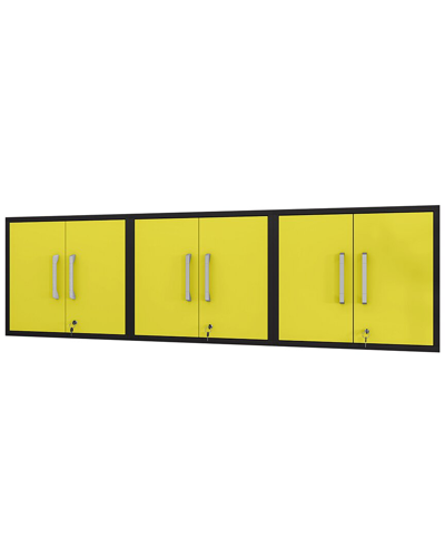 Manhattan Comfort Set Of 3 Eiffel Floating Garage Cabinets In Yellow