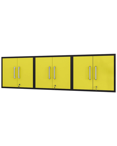 Manhattan Comfort Eiffel Floating Garage Cabinet In Matte Black And In Yellow