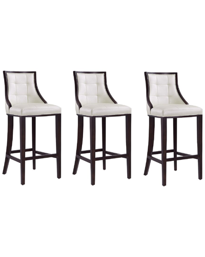 Manhattan Comfort Set Of 3 Fifth Avenue Bar Stools In Neutral