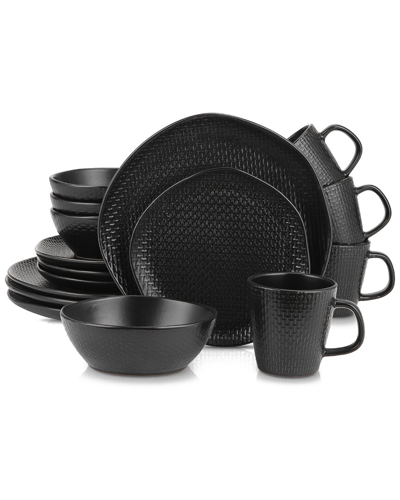 Stone Lain Abigail Black Stoneware 16pc Dinnerware Set