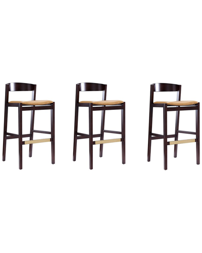 Manhattan Comfort Set Of 3 Klismos Bar Stools In Black