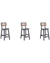 Manhattan Comfort Versailles Counter Stool In Black And Natural Cane