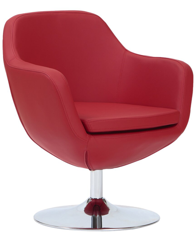 Manhattan Comfort Caisson Faux Leather Swivel Accent Chair In Red An