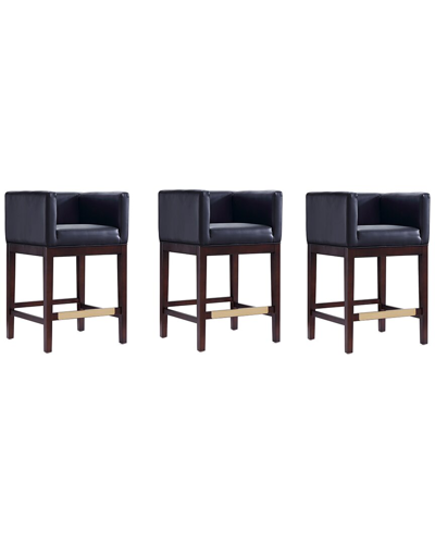 Manhattan Comfort Set Of 3 Kingsley Counter Stools In Black