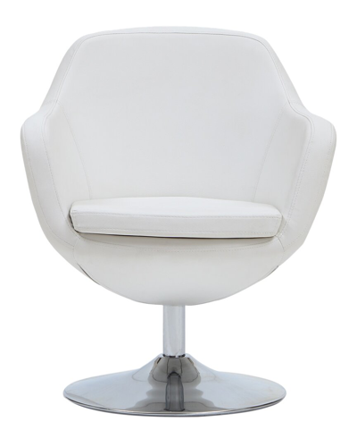Manhattan Comfort Caisson Faux Leather Swivel Accent Chair In White