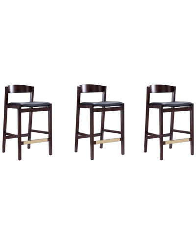 Manhattan Comfort Set Of 3 Klismos Counter Stools In Black