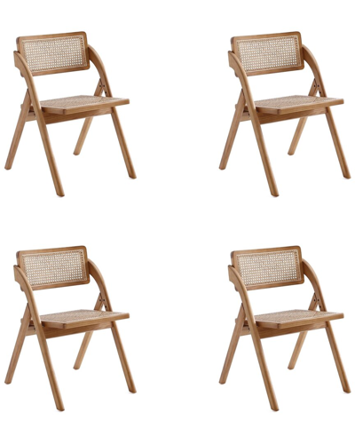 Manhattan Comfort Set Of 4 Lambinet Dining Folding Chairs In Multi