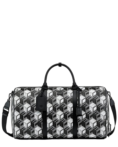 Mcm Women's Black/white Cubic Monogram Canvas Weekender Duffel Bag