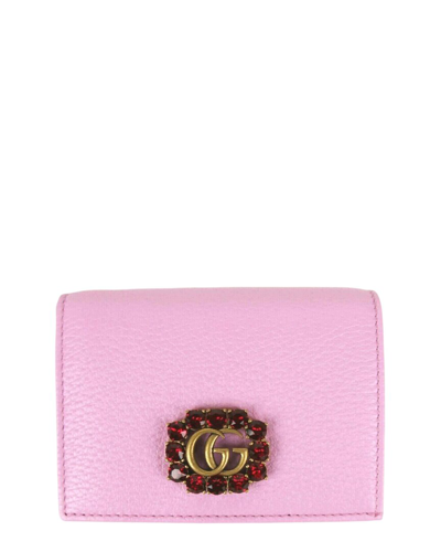 Gucci Gg Marmont Leather French Wallet In Pink
