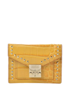 Mcm Women's Yellow Crocodile Embossed Leather Mini Flap Coin Wallet In Yellow