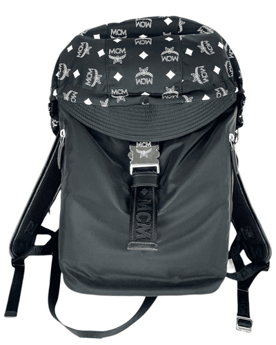 Mcm Women's Black Nylon Luft Hoodie Backpack With Detachable Hood