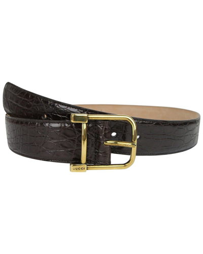 Gucci Crocodile Belt In Brown