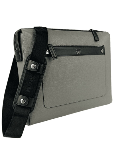 MCM MCM CHARCOAL LEATHER MESSENGER BAG