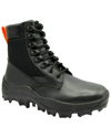 Mcm Women's Black Leather Reflective Patch With Orange Pull Boots Mes9ara81bk In Black