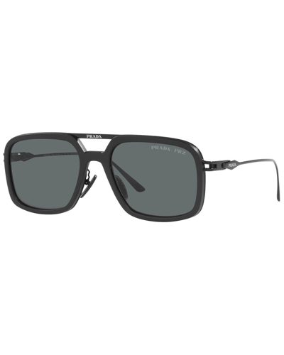 Prada Pr 57zs 1bo5z1 Navigator Polarized Sunglasses In Black