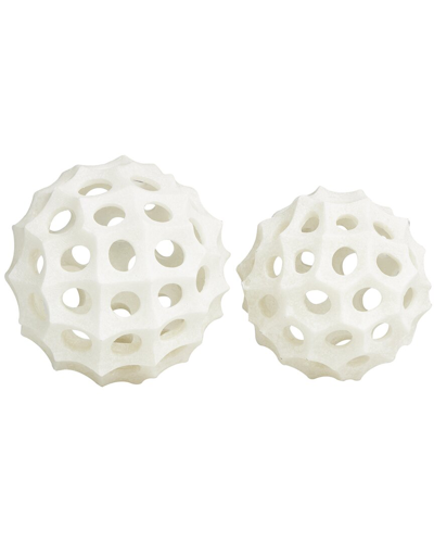 Peyton Lane Set Of 2 Abstract Orb Sculptures In Cream