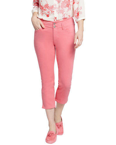 Nydj Chloe Hollywood Leaf Print Side Slit Capri Jeans In Pink
