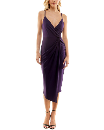 Socialite Surplice Knot Front Midi Dress In Purple