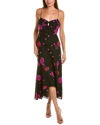 ml Monique Lhuillier High-low Floral-lace Midi-dress In Black