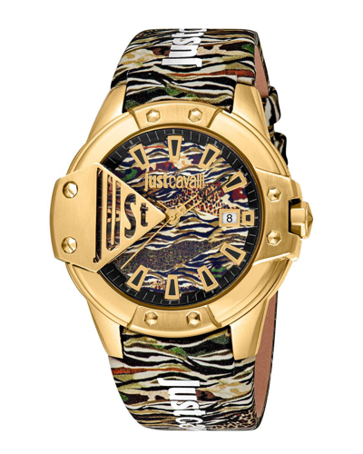 Just Cavalli Women's Scudo Black Dial Watch In Gold