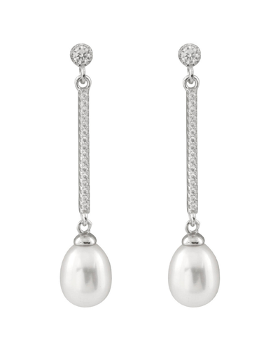 Splendid Pearls Rhodium Over Silver 8-9mm Pearl Earrings