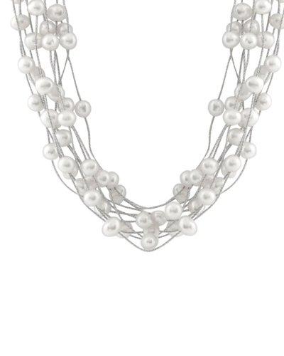 Splendid Pearls Rhodium Over Silver 6-6.5mm Pearl Necklace