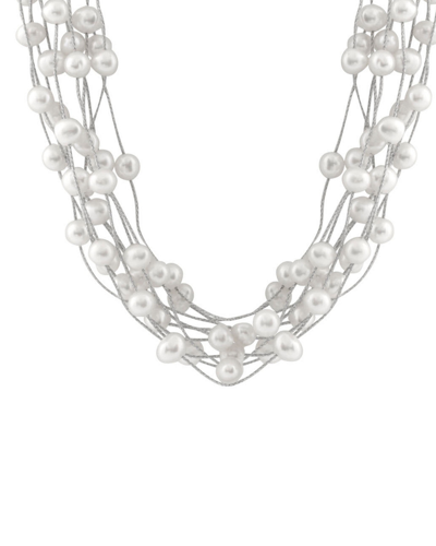 SPLENDID PEARLS SPLENDID PEARLS RHODIUM OVER SILVER 6-6.5MM PEARL NECKLACE