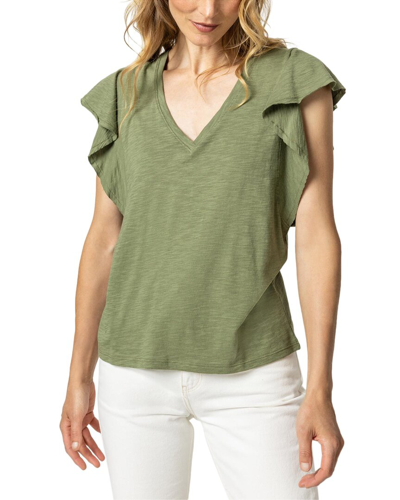 Lilla P Flutter Sleeve V-neck T-shirt