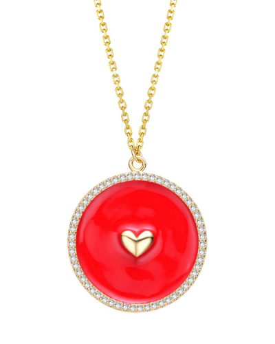 Rachel Glauber 14k Plated Cz Pendant Necklace In Multi