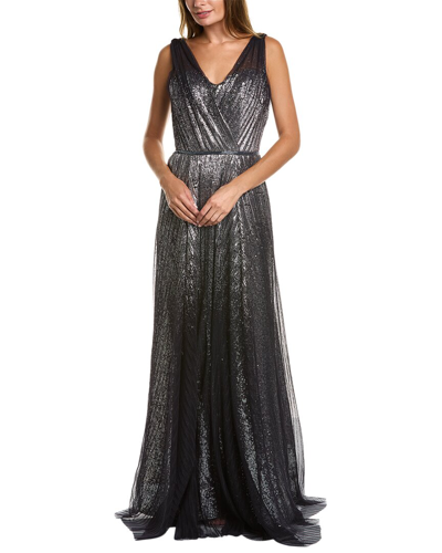 Rene Ruiz Sequin Gown In Blue