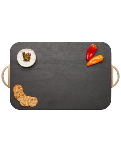 Maple Leaf At Home Black Acacia Rounded Corners Board With Handles