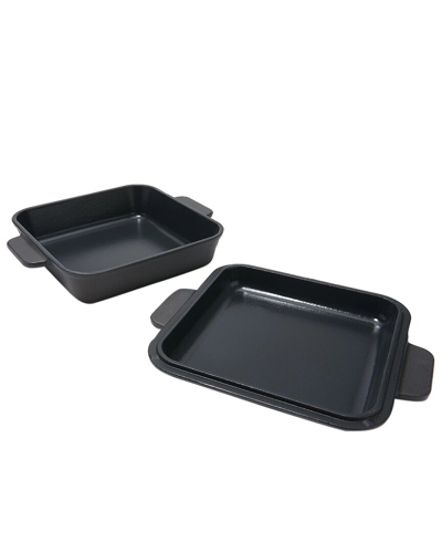 True & Tidy 8 X 8 Nonstick Cast Iron Baker With Cover In Black